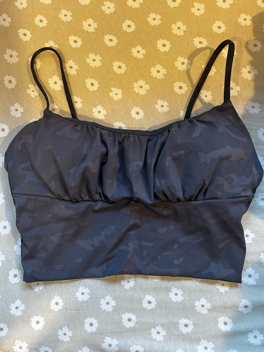 ZYIA battleship Luxe Charcoal Camouflage Bralette Top